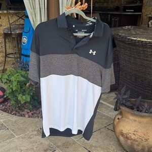 LG Men's Black, Gray, and White Polo Shirt. NEVER WORN